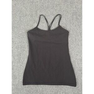 Lululemon Power Y Tank Top Womens 8 Black Built In Bra Athletic Camisole EUC